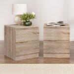 Artiss 2x Bedside Table 2 Drawers - PEPE Oak - Image 7