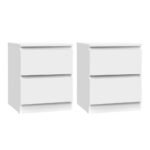 Artiss 2x Bedside Table 2 Drawers - PEPE White