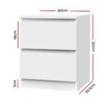 Artiss 2x Bedside Table 2 Drawers - PEPE White - Image 2