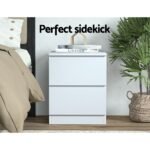 Artiss 2x Bedside Table 2 Drawers - PEPE White - Image 4