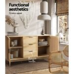 Artiss Rattan Buffet Sideboard - BRIONY Oak - Image 7