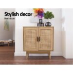 Artiss Rattan Buffet Sideboard 2 Doors - BRIONY Oak - Image 5
