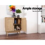 Artiss Rattan Buffet Sideboard 2 Doors - BRIONY Oak - Image 6