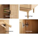 Artiss Rattan Buffet Sideboard 2 Doors - BRIONY Oak - Image 7