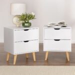 Artiss 2X Bedside Table 2 Drawers - BODEN White
