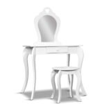 Keezi Kids Dressing Table Stool Set Vanity Mirror Princess Children Makeup White - Image 3
