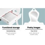 Keezi Kids Dressing Table Stool Set Vanity Mirror Princess Children Makeup White - Image 7