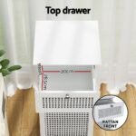 Artiss Laundry Hamper Cabinet Bathroom Storage White Rattan Clothes Basket - Image 7