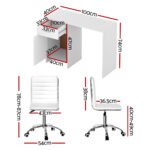 Artiss Computer Desk Office Chair Set PU Leather Home Study Table 100cm White - Image 2