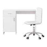 Artiss Computer Desk Office Chair Set PU Leather Home Study Table 100cm White - Image 3