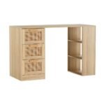 Artiss Computer Desk Drawer Shelf Home Office Study Table Rattan Oak 120CM - Image 7