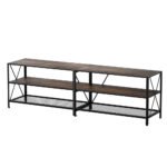 Artiss Entertainment Unit TV Stand 3-tier Display Shelves Vintage Rustic Walnut - Image 3