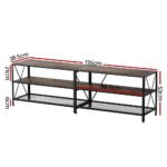 Artiss Entertainment Unit TV Stand 3-tier Display Shelves Vintage Rustic Walnut - Image 4