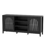 Artiss Buffet Sideboard Shelves Double Doors - Black - Image 3