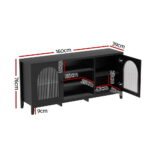 Artiss Buffet Sideboard Shelves Double Doors - Black - Image 4