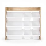 Keezi Kids Toy Box 9 Bins Bookshelf Organiser Display Shelf Storage Rack Wooden - Image 3