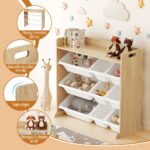 Keezi Kids Toy Box 9 Bins Bookshelf Organiser Display Shelf Storage Rack Wooden - Image 6