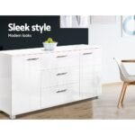 Artiss Buffet Sideboard High Gloss - White - Image 5