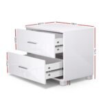 Artiss Bedside Table 2 Drawers High Gloss - White - Image 2