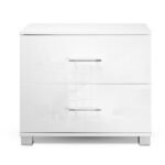 Artiss Bedside Table 2 Drawers High Gloss - White - Image 3