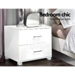 Artiss Bedside Table 2 Drawers High Gloss - White - Image 5