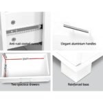Artiss Bedside Table 2 Drawers High Gloss - White - Image 6