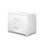 Artiss Bedside Table 2 Drawers High Gloss - White - Image 8