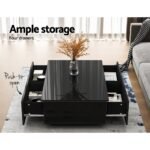 Artiss Coffee Table 4 Drawers Black Trevi - Image 4