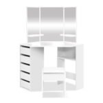 Artiss Dressing Table Stool Set Corner 5 Drawers White - Image 3
