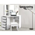 Artiss Dressing Table Stool Set Corner 5 Drawers White - Image 5