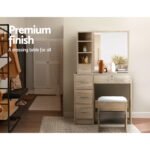 Artiss Dressing Table Stool Set Sliding Mirror Oak Diane - Image 5