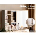 Artiss Dressing Table Stool Set Sliding Mirror Oak Diane - Image 6