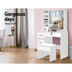 Artiss Dressing Table Stool Set Sliding Mirror White Diane - Image 6