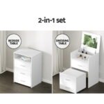 Artiss 2-in-1 Dressing Table Stool Set Bedside Table White - Image 6