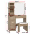 Artiss Dressing Table Set Stool 10 Led Bulbs Wood - Image 2