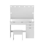 Artiss Dressing Table Set Stool 10 Led Bulbs White - Image 4