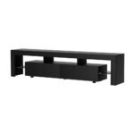 Artiss TV Cabinet Entertainment Unit Stand RGB LED Gloss Furniture 200cm Black - Image 3