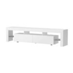 Artiss TV Cabinet Entertainment Unit Stand RGB LED Gloss Furniture 200cm White - Image 3