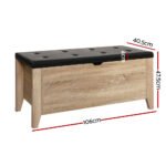 Artiss Storage Ottoman Blanket Box Leather Oak - Image 2