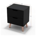 Artiss 2 x Bedside Table 2 Drawers - BODEN Black - Image 2