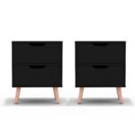 Artiss 2 x Bedside Table 2 Drawers - BODEN Black - Image 3