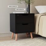 Artiss 2 x Bedside Table 2 Drawers - BODEN Black - Image 5