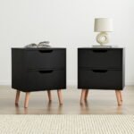 Artiss 2 x Bedside Table 2 Drawers - BODEN Black - Image 7