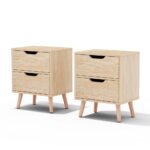 Artiss 2 x Bedside Table 2 Drawers - BODEN Pine