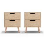 Artiss 2 x Bedside Table 2 Drawers - BODEN Pine - Image 3