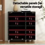 Artiss Shoe Rack Cabinet 6 Tier Storage Shelf Black - Image 4