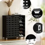 Artiss Shoe Rack Cabinet 6 Tier Storage Shelf Black - Image 5