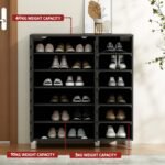 Artiss Shoe Rack Cabinet 6 Tier Storage Shelf Black - Image 6
