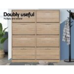 Artiss Shoe Rack Cabinet 60 Pairs 4 Doors - Wood - Image 8