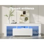 Artiss Entertainment Unit TV Cabinet LED 130cm White Elo - Image 5
